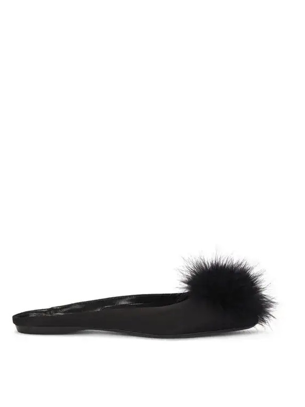 New Saint Laurent Lido Feather Pom Ballerina Slippers In Black $950 37